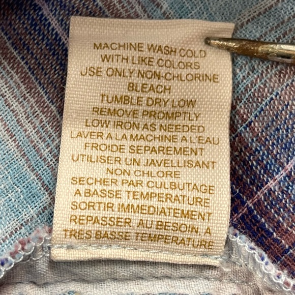 Free People Shirt Womens 0 Blue Purple Plaid Button Down 100% Cotton Lightweight - Picture 12 of 12